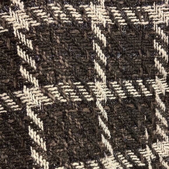 Chico’s Brown Cream Plaid Bouclé Tweed Jacket Faux Leather Trim Size 0 M - Picture 9 of 13